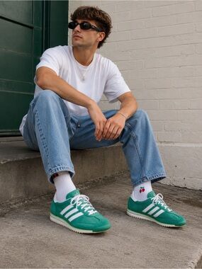 Adidas Men's Emerald and White Sneakers